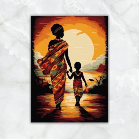 Cuadro cultura africana madre y su hijo - Imagen 2