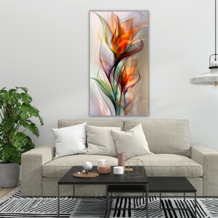 Cuadro de flores con destellos de colores
