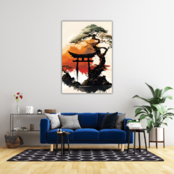 Cuadro Oriental árbol en atardecer