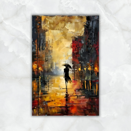 Cuadro Mujer camina bajo la lluvia - Imagen 2