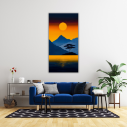 Cuadro paisaje oscuro puesta de sol