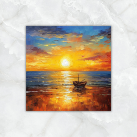 Cuadro bote en la puesta de sol - Imagen 2