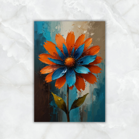 Cuadro de Flor Naranjo y azul - Imagen 2
