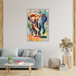 Cuadro de Elefante con fondo de colores