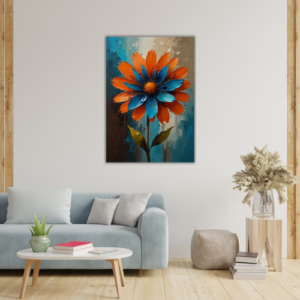 Cuadro de Flor Naranjo y azul