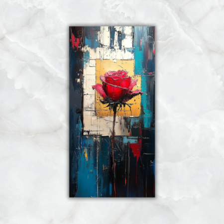 Cuadro de Rosa roja con fondo de colores - Imagen 2