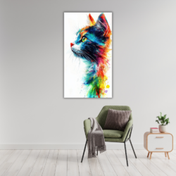 Cuadro Gato realista con colores intensos