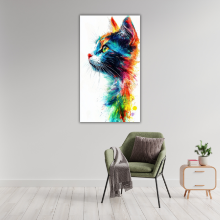Cuadro Gato realista con colores intensos