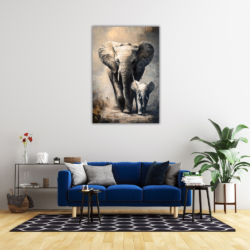 Cuadro Elefante con su cría