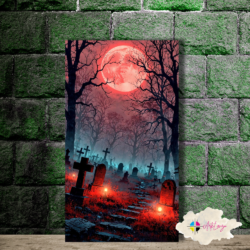 Cuadro Gótico Cementerio y la luna