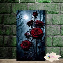 Cuadro Gótico Rosal bajo la luna 001