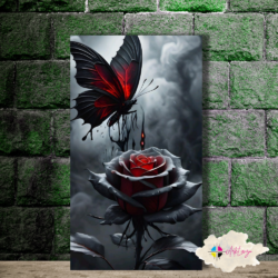 Cuadro Gótico Rosa y la mariposa 001
