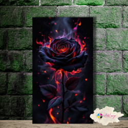 Cuadro Gótico Rosa en llamas 002