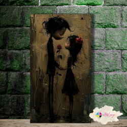 Cuadro Gótico Pareja y una rosa 001