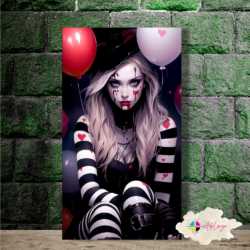 Cuadro Gótico payasita con globos