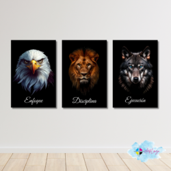 Cuadro decorativo Pack 3 cuadros animales 001