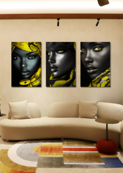 Cuadro decorativo Pack 3 cuadros Negro/dorado 002