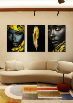 Cuadro decorativo Pack 3 cuadros Negro/dorado