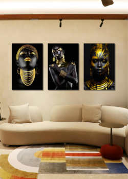 Cuadro decorativo Pack 3 cuadros Negro/dorado 003