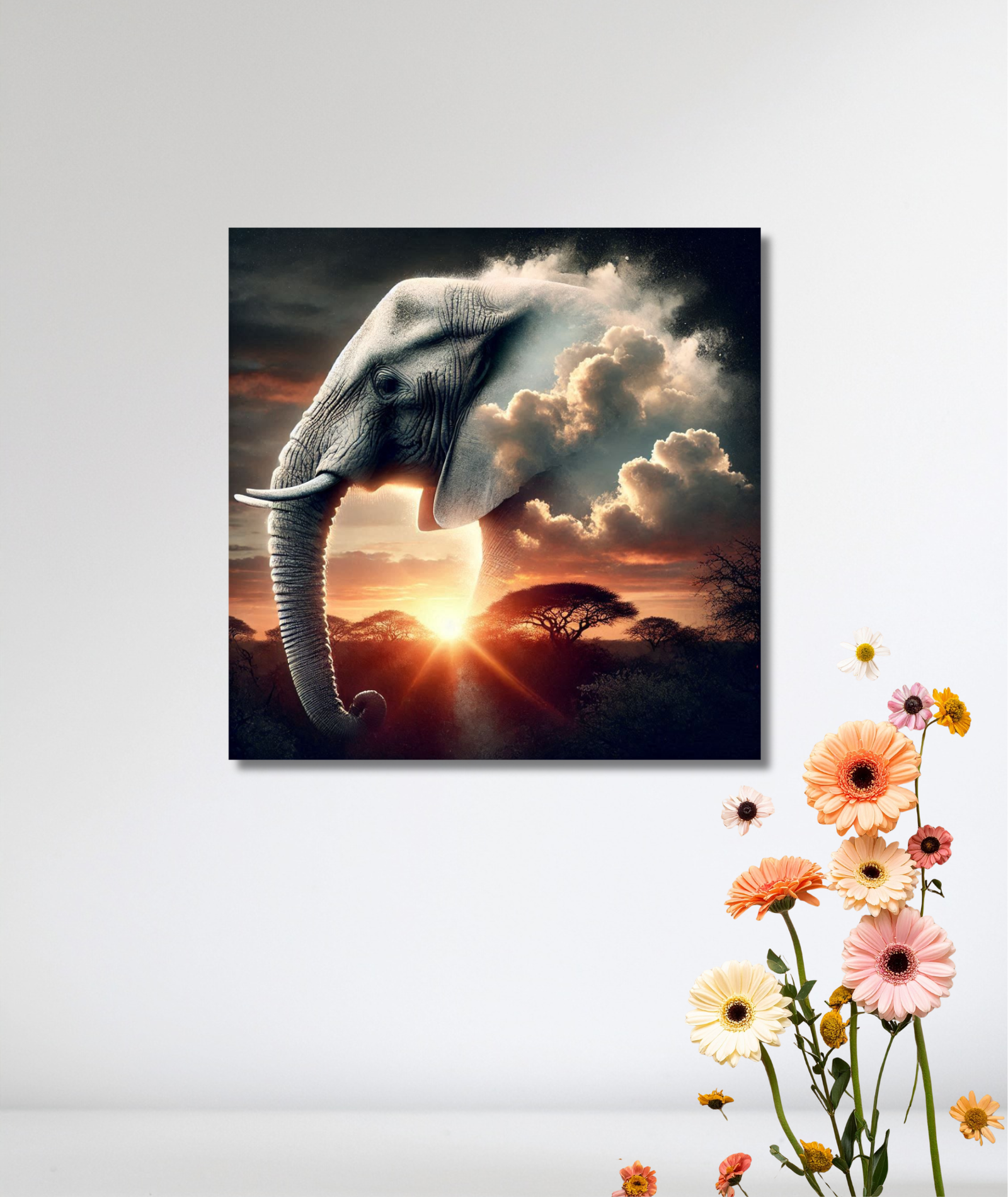 Elefante fundido en la naturaleza