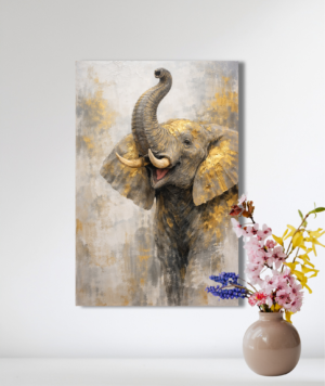 Elefante dorados y grises