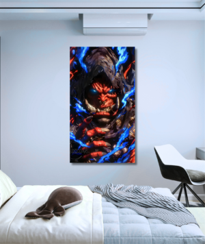 Cuadro Colmillo de Solo Leveling en canvas con diseño oscuro estilo anime y energía de sombras