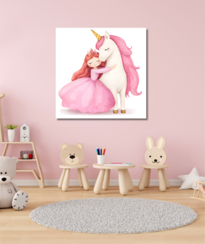 Cuadro Infantil Princesa con Unicornio | Decoración Mágica y Fantasía Canvas