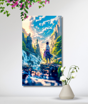 Cuadro de Sasuke Uchiha Naruto Shippuden en estilo oscuro con Sharingan en canvas decorativo