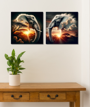 Set 2 Cuadros animales, elefantes