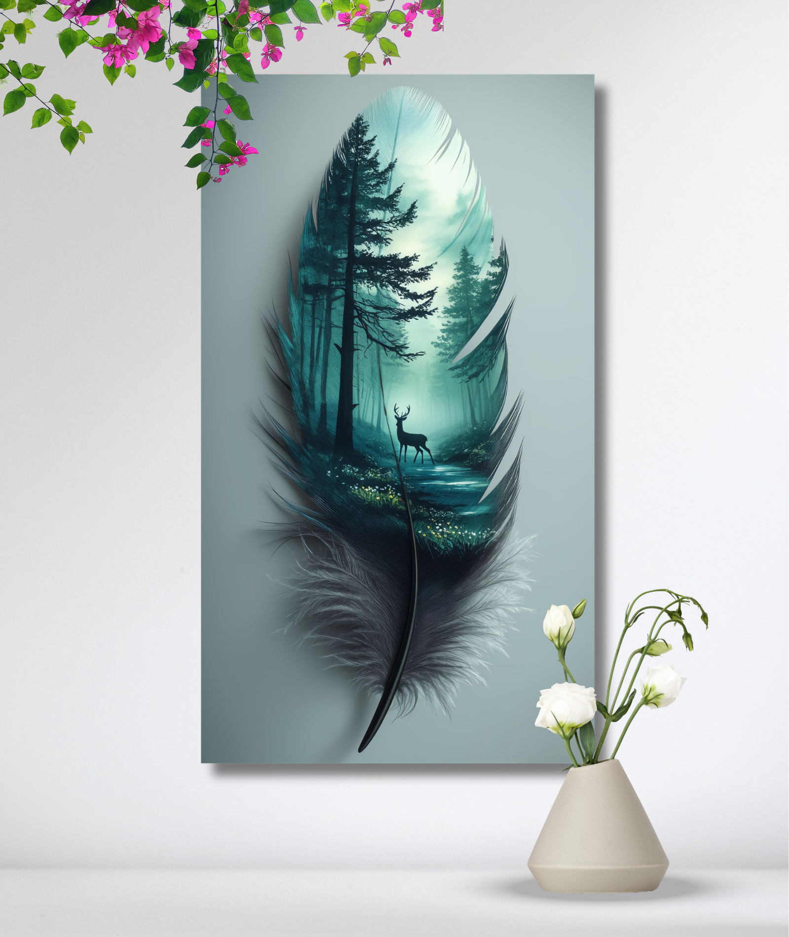 Pluma con un fondo de naturaleza