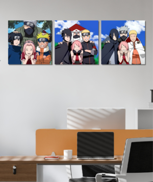 Set de 3 Cuadros Equipo 7 con Sensei Kakashi | Arte Anime Canvas