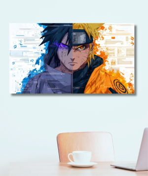 Naruto vs Sasuke cuadro anime batalla épica decoración pared