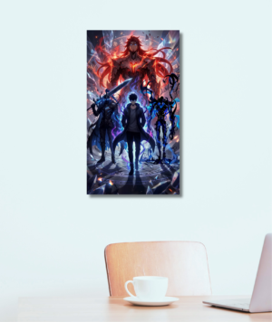 cuadro canvas sung jin woo vs antares solo leveling anime épico decorativo