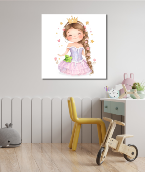 Cuadro infantil de princesa en canvas decorativo para habitación de niña estilo tierno y mágico