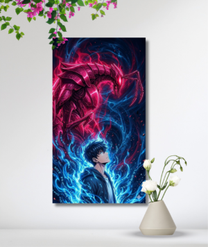 cuadro canvas sung jin woo y beru solo leveling anime épico decorativo