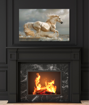 Cuadro animales - caballo blanco cabalgando