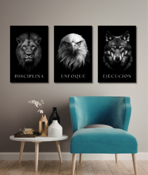 Set de 3 - Cuadros de animales palabras motivacionales