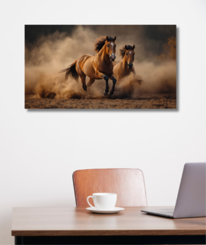 Cuadro de caballos galopando libres