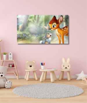 Cuadro infantil cervatillo y conejito