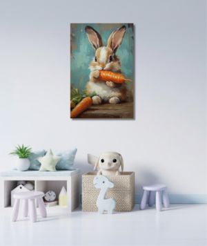 Cuadro infantil conejito en el columpio