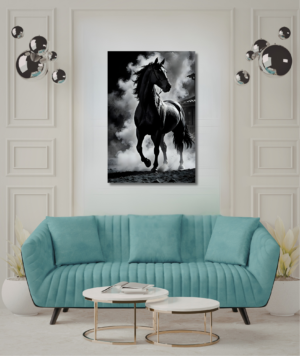 Cuadro animales - caballo negro