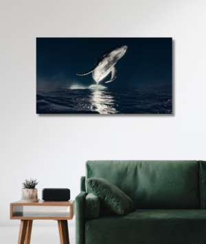 Cuadro canvas de ballena a la luz de las estrellas