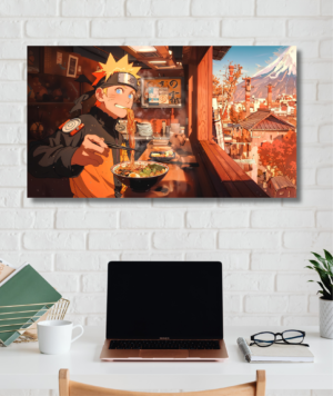 Cuadro de Naruto Uzumaki comiendo ramen en Ichiraku, canvas anime decorativo para pared