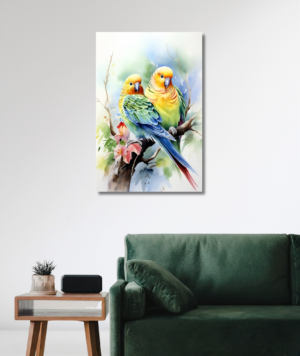 Cuadro decorativo de pajaritos coloridos en estilo moderno y artístico Full HD