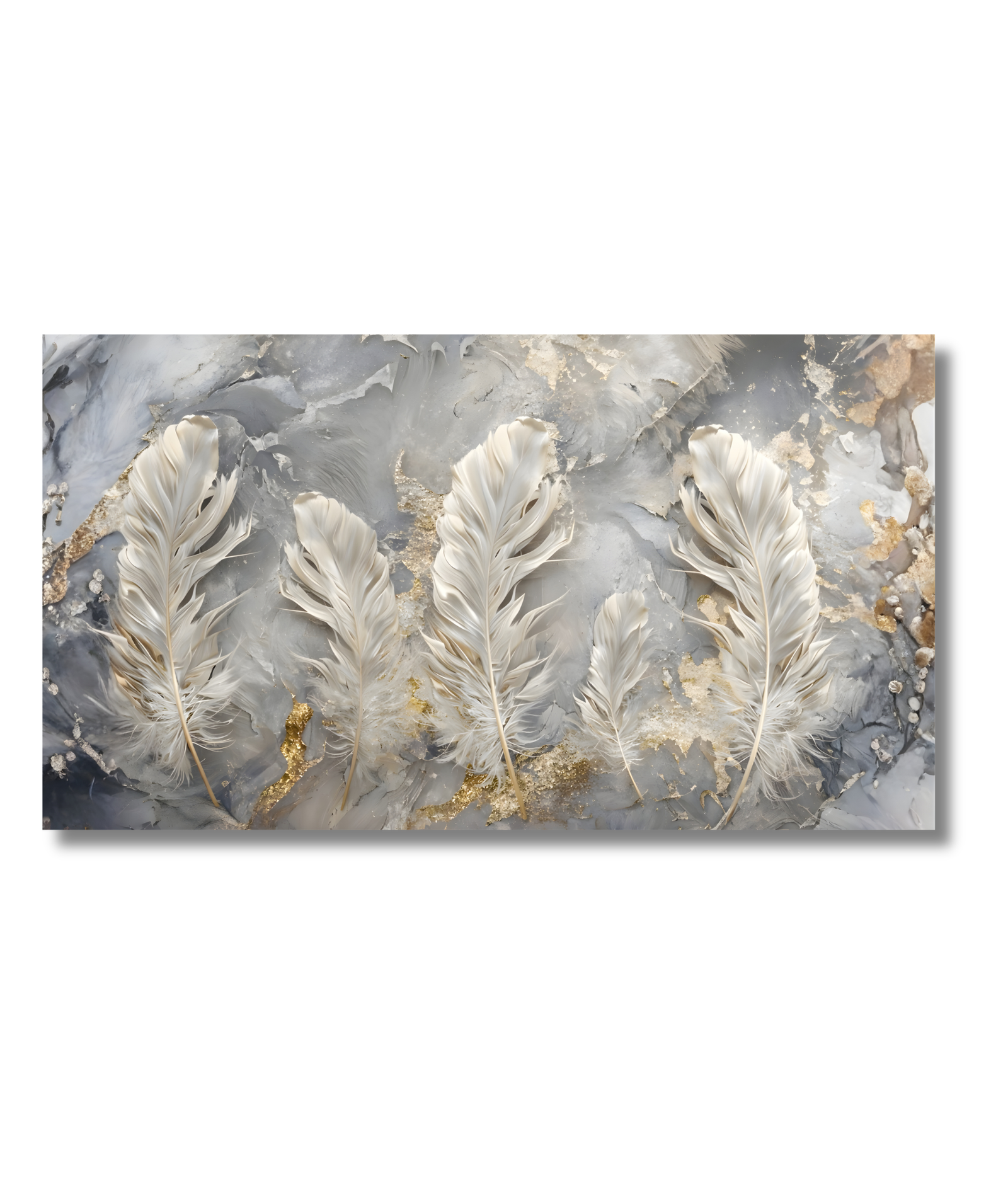 Pluma en fondo de mármol con dorados - Imagen 2